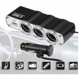 HM KFZ-Verteiler/Adapter Triple 12V/24V, USB Ladebuchse
