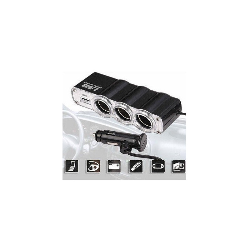 HM KFZ-Verteiler/Adapter Triple 12V/24V, USB Ladebuchse